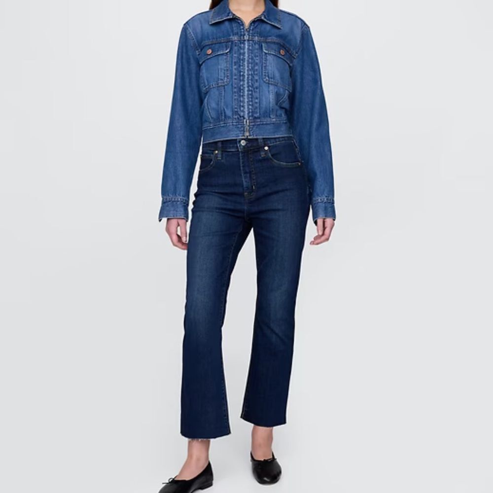 GAP Crop Kick Dark Blue Straight Leg Women's Jeans